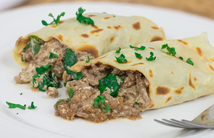 Beef, Spinach and Ricotta Pancake Recipe