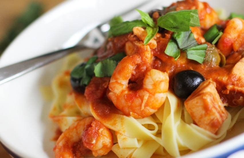 Seafood Tagliatelle with Salmon & Prawns