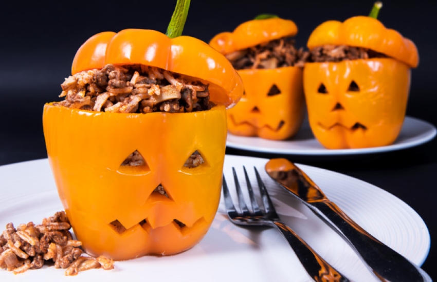 Stuffed Halloween Jack O'Lantern Peppers Recipe
