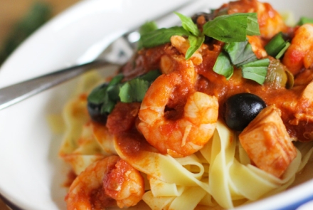 Seafood Tagliatelle with Salmon & Prawns