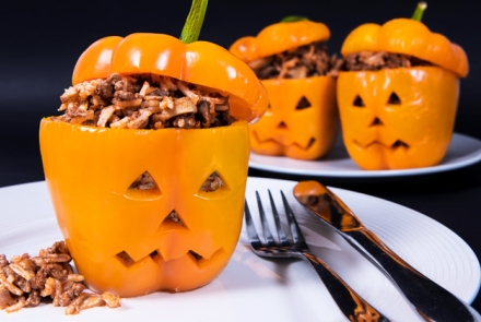 Stuffed Halloween Jack O'Lantern Peppers Recipe